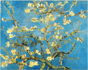 Vincent Van Gogh: "Almendro en flor" (1890) tiene una influencia de grabados japoneses. Las ramas del árbol contra el fondo de un cielo azul es una composición muy dinámica, pues anuncia el comienzo de primavera y nueva vida.