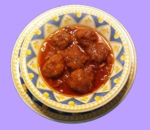 Albóndigas de choc al agraz-verjus- Un exquisito plato, que, regido por el buen gusto, se balancea entre la tradición y la modernidad. 